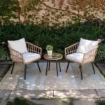 طقم أثاث خارجي من الحديد و القماش المقاوم للماء - 3 قطع