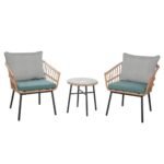 ⁦طقم أثاث خارجي 3 قطع حديد و رتان⁩ - الصورة ⁦3⁩